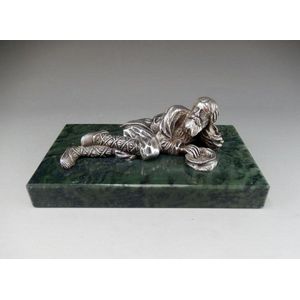 Russian silver figural desk ornament. Modelled as a reclining…