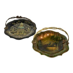 Two 19th century papier mache trays, comprising a mother of…