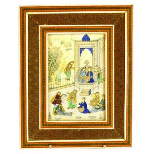 A Mughal miniature painting on ivory panel, depicting a couple…