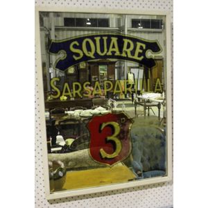 Framed advertising bar mirror, square sarsparilla, 70 x 52 cm