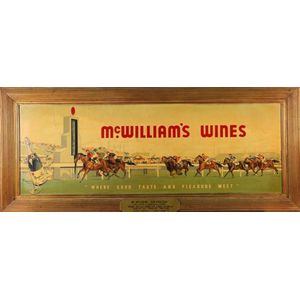 1950 McWilliams Wines advertising panel. Promoting 'Marque Vue'…