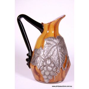 A cased glass ewer vase attributed to Charles Schneider, circa&hellip;