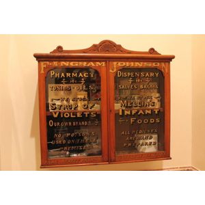 Victorian mahogany pharmacy cabinet with gold hand painted…