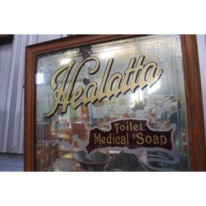 Advertising mirror, Healatta medical soap, 60 cm high, 45 cm…