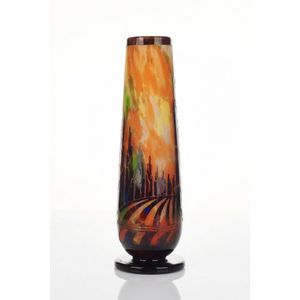 Le Verre Francais, Cameo Glass Vase, c. 1925, Cypres' pattern,&hellip;