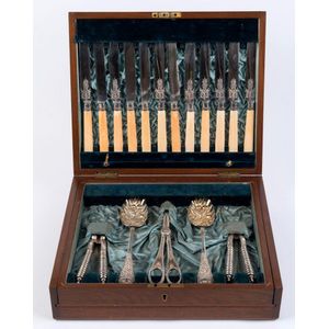 An antique English silver plated fruit set for 12 in original…