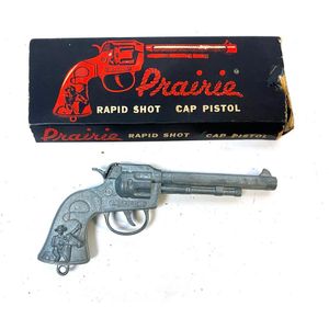 A Prairie metal Rapid shot cap pistol, c.1950, packaging: 19 x…