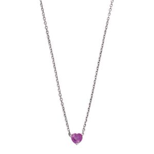 Heart Cut Natural Pink Sapphire Pendant Necklace in Genuine 14k yellow gold  (SSP-5101)