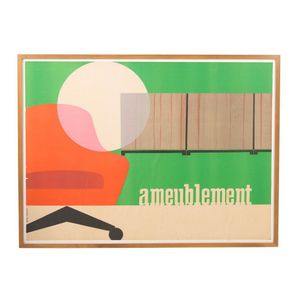 Avenir Publicite Ameublement poster, coloured print with teak…