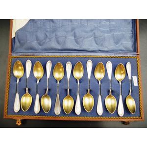 Estate 12 Silver Ice Cream Spoons, Set of 12 Victorian Spoons,  Hungarian/austrian Diana Head Hallmark, 800 Silver 