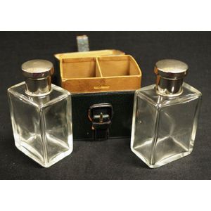Perfume Box, Flacons, Three Colourful Bottles, Leather Case, 1920-30,  France For Sale at 1stDibs