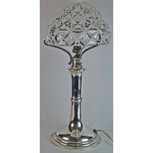 An Art Deco silver plated and cut crystal table, lamp, c.1920's,…