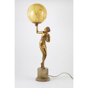 Art Deco gilded metal table lamp classical period figure…
