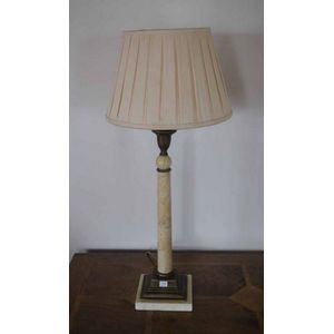 A fine pair marble column and bronze mounts bedside table lamps.…