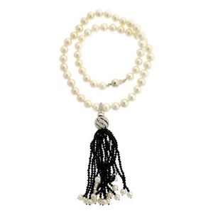 A cultured pearl necklace, 8, 8.3 mm round white pearls…