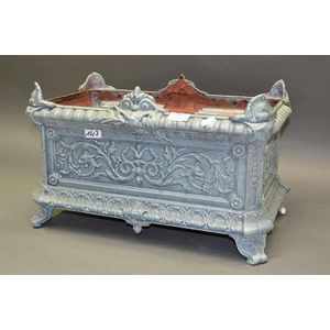 A French 19th century enamelled cast iron rectangular planter…