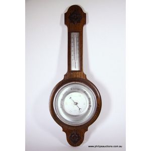 A vintage Shortland Smiths oak cased wall barometer, mid 20th…