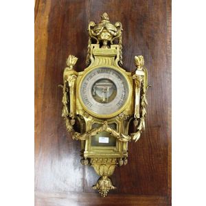 Fine antique French gilt bronze aneroid barometer by Mon…