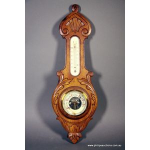 A wall barometer and thermometer, mid 20th century, the…