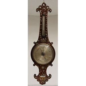 A 19th century shell inlaid rosewood banjo shaped wall…