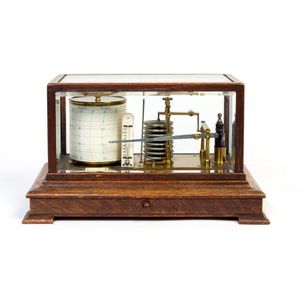 An oak cased brass barograph made by John Trotter, optician,…