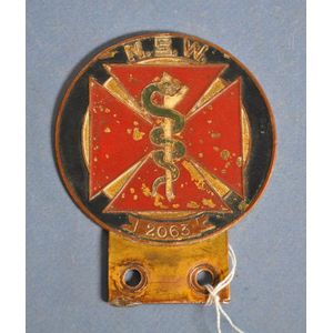 Vintage NSW doctors enamel car badge no: 2063, height 11 cm