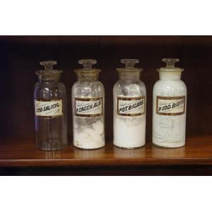 Four antique Apothecary / Pharmaceutical bottles, 24.5 cm high…