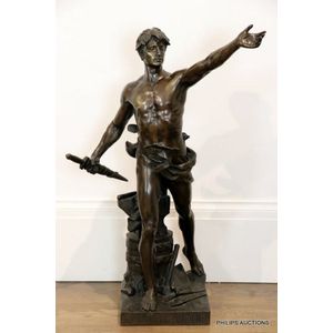 A large bronze figure 'Devoir Civique' by Eugene Marioton…
