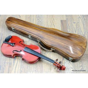 A vintage French violin with a wooden case, mid 20th century,…