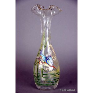 An Art Nouveau enamelled glass vase in the Mont Joye/Legras…