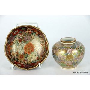 A Satsuma bowl and vase, late 19th/early 20th century, the bowl…