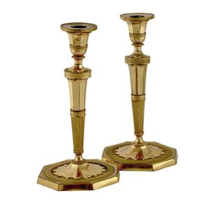 Early 20th Century Bronze Gothic Candlesticks - a Pair