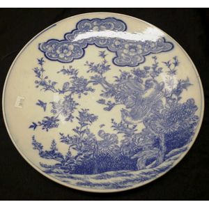 Japanese blue & white decorated plate bird and blossom…