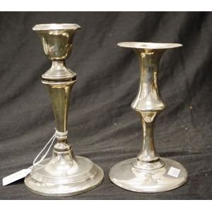 Two various sterling silver candle sticks including: Birmingham…
