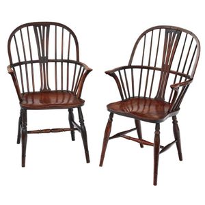 A matched pair of elm and ash Windsor chairs, East Anglia,&hellip;