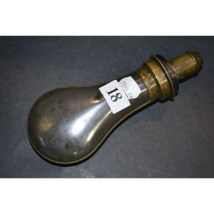 Powder flask with brass and copper mountings