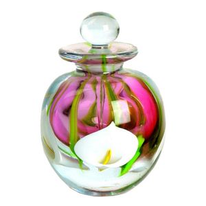 A Peter Raos, 1987 art glass scent bottle ' Lilies', four arum…