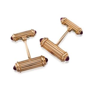 Pair of 18ct gold and ruby cufflinks, Van Cleef & Arpels, each&hellip;
