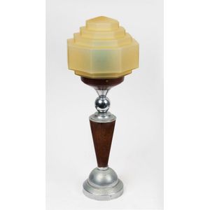 An Art Deco table lamp with glass shade, circa 1930, 46 cm high.