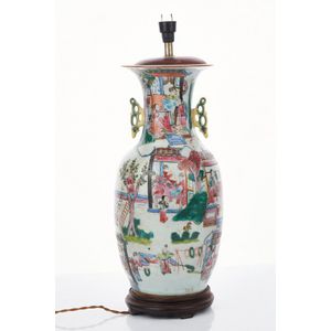 Canton famille rose porcelain table lamp, late 19th century, of…