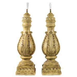 A pair of large composite acanthus leaf based table lamps,…