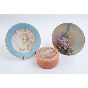 M. Armstrong hand-painted porcelain plate and circular…