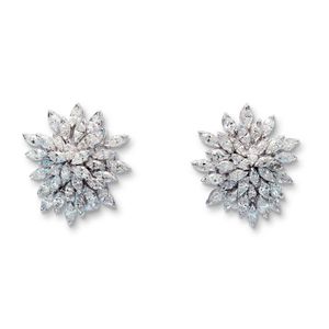 Marquise Diamond Cluster Earrings in 18ct White Gold - Earrings - Jewellery