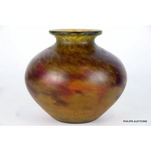 A glass vase by Muller Freres, circa 1920s, the ovoid tapering&hellip;
