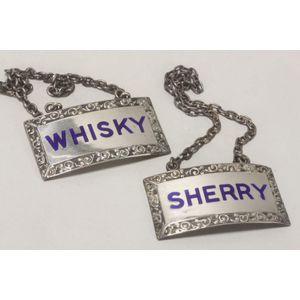 Antique sterling silver wine and decanter labels - price guide and values