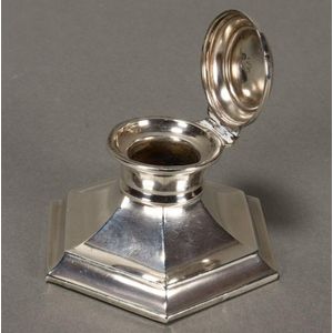 George V sterling silver inkwell, hallmarked, Birmingham, 1911,…