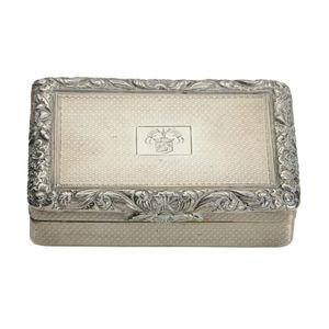 A George III sterling silver large snuff box, the rectangular…