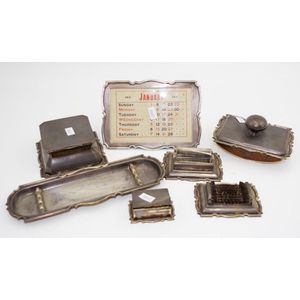 Seven piece George V sterling silver desk set hallmarked…