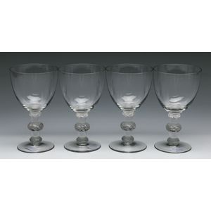 Lalique Treves MARKED Crystal Bordeaux Wine Glasses, 5 3/4in Blown
