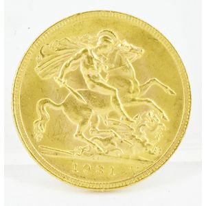 South Africa: 1931 gold sovereign, South Africa mint. Weight…